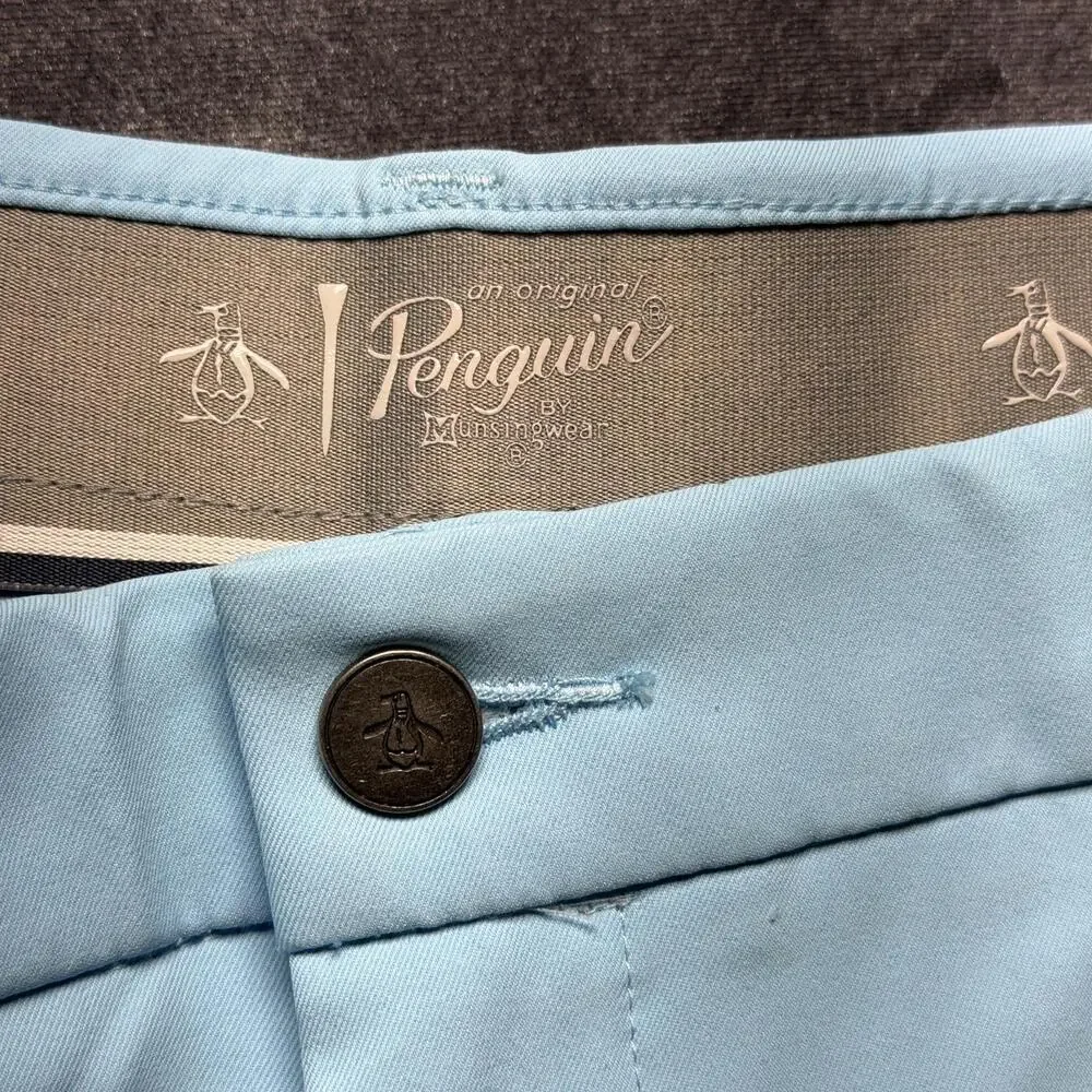 Original Penguin Chino Pants Mens 38x32 Blue Stretch Sorona Golf Flat Front